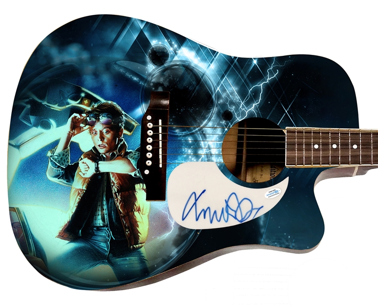 Michael J. Fox Signed Custom "Back To The Future" Graphic Acoustic Guitar (ACOA) 