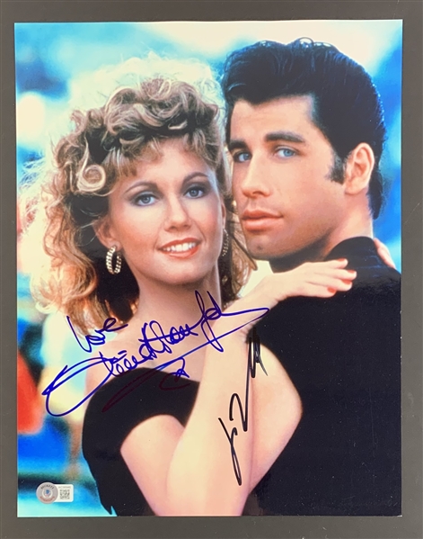 Grease: John Travolta & Olivia Newton-John Signed 11" x 14" Color Photo (Beckett/BAS)