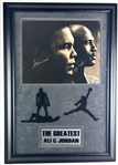 Muhammad Ali & Michael Jordan Dual Signed Photograph in Custom Framed Display (UDA, Online Authentics (OA) & Beckett Authentication Services (BAS)