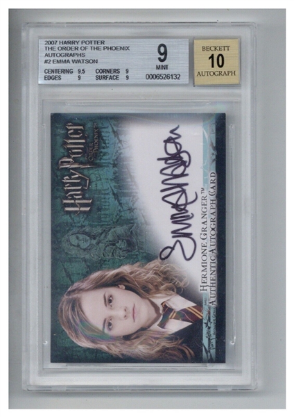 Emma Watson 2007 Artbox Harry Potter Order of the Phoenix Signed Insert Card - BGS 9 with 10 Auto! (Encapsulated)