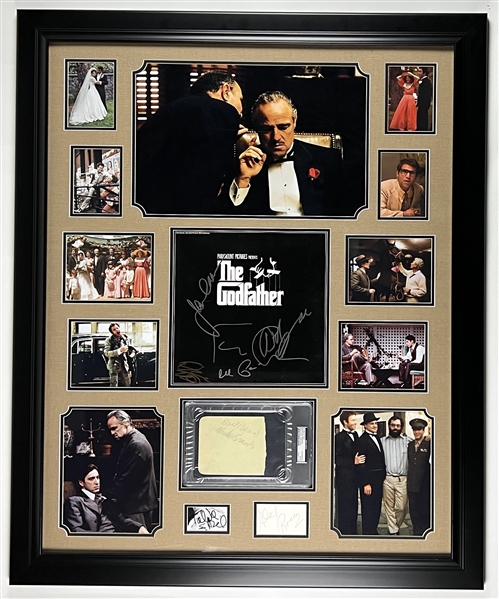 Godfather UNIQUE Custom Framed Display w/ Cast-Signed Album & Vintage Brando Signature MASSIVE 36” x 44.75” (PSA & JSA) 