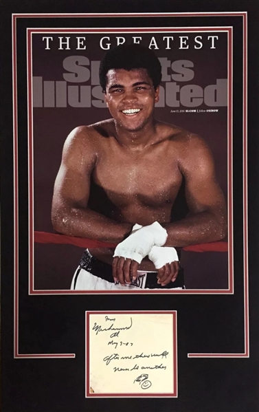 Muhammad Ali Signed Cut w/ Sketch and Quote Matted (JSA Authentication) 