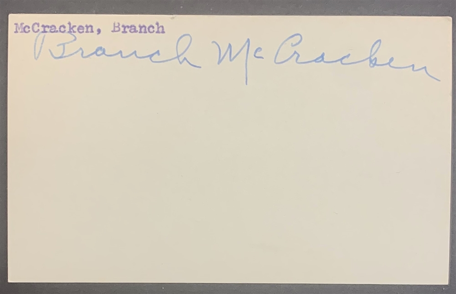 Branch McCracken Rare Signed 3" x 5" Card (Third Party Guaranteed)