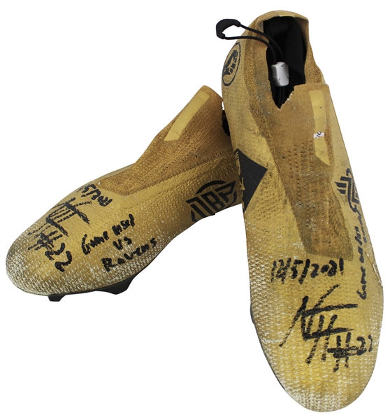 Najee Harris 2021 PHOTO MATCHED Rookie Season Game Worn & Signed "My Cause, My Cleats" Cleats :: Worn 12/5/2021 vs Ravens (Fanatics & Sports Investors/SIA)