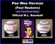 Pee Wee Herman RARE Signed Baseball with Dual Signatures! (PSA/DNA )