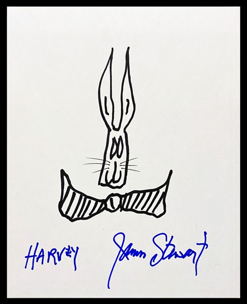 "Harvey The Rabbit" Hand Drawn & Signed Sketch by Actor James Stewart (Beckett/BAS)