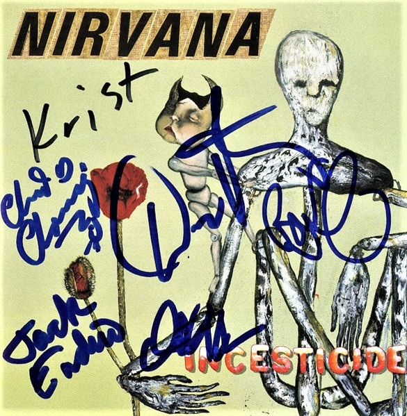 Nirvana Group Signed Incesticide CD Jacket w/ 5 Sigs! (ACOA)