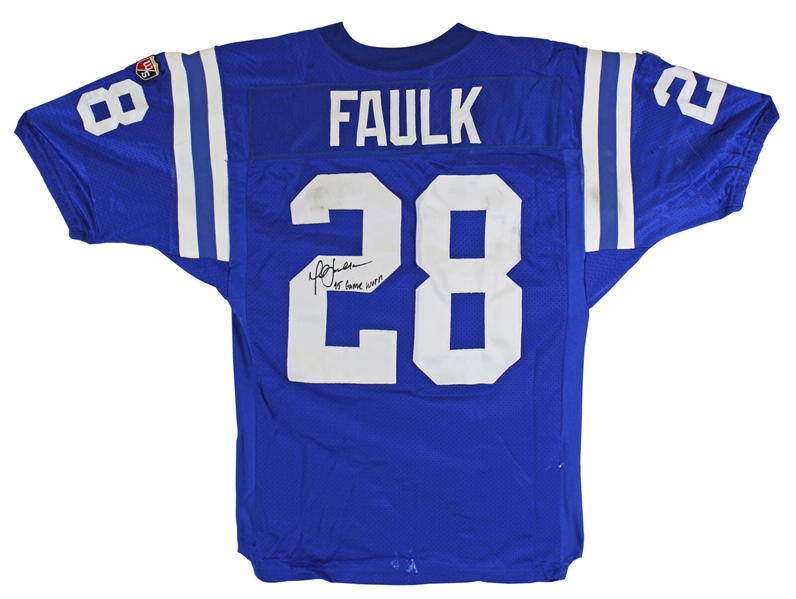 Marshall Faulk 1995 Game Worn & Signed Indianapolis Colts Jersey (Beckett/BAS, MEARS & Sports Investors LOAs)
