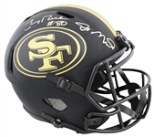 49ers GOATS: Joe Montana & Jerry Rice Signed Gold Speed Flex Eclipse Replica Helmet (Beckett/BAS)
