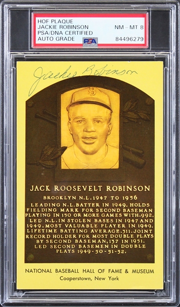 Jackie Robinson RARE Signed Yellow Hall of Fame Plaque Postcard (PSA/DNA Encapsulated)