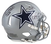 Cowboys RB Greats Multi-Signed Full Size PROLINE Speed Helmet w/Emmitt, Dorsett & Zeke! (Beckett/BAS)