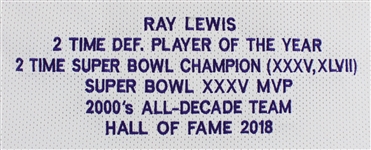 Ray Lewis Signed Ravens Style Career Stat Embroidered Jersey (Beckett/BAS Witnessed)