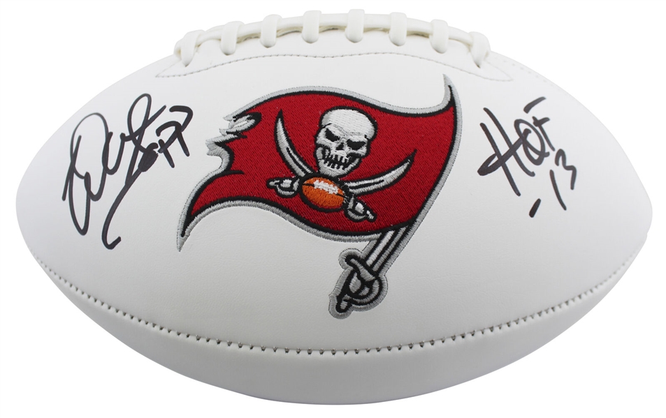 Warren Sapp Signed Buccaneers Logo Model White Panel Football with "HOF 13" Inscription (Beckett/BAS Witnessed)