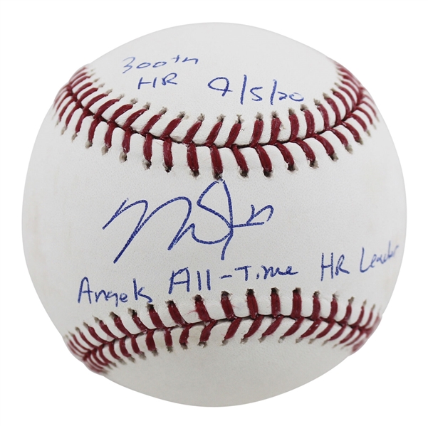 Mike Trout Double Inscribed "Angels All-Time HR Leader" OML Baseball (MLB Holo)