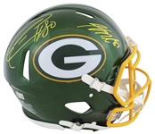 Packer Greats: Jordy Nelson & Donald Driver Dual Signed Packers Flash Speed Full Size PROLINE Helmet (Beckett/BAS Witnessed)