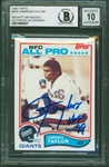 Lawrence Taylor Signed 1982 Topps Rookie Card with GEM MINT 10 Autograph! (Beckett/BAS Encapsulated)