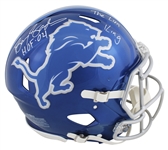 Barry Sanders Signed & Double Inscribed Lions Full Size Speed PROLINE Game Helmet (Beckett/BAS Witnessed)