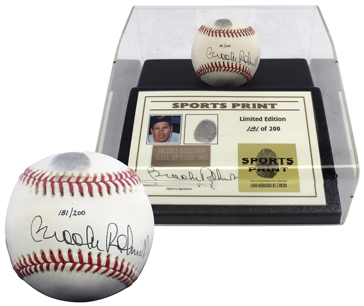 Brooks Robinson Signed Limited Edition OAL Baseball with Original Thumbprint in Custom Display (Beckett/BAS COA)