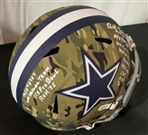 Bob Lilly Signed & Stat Inscribed Replica Cowboys Camo Helmet (JSA COA)