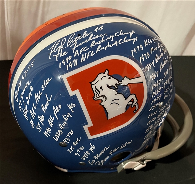 Floyd Little Signed & Heavily Stat Inscribed Custom Dual Broncos and Syracuse TK Helmet (JSA Witnessed)