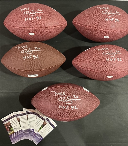 Lot of Five (5) HOFer Mel Renfro Signed & Inscribed Footballs (JSA Witnessed)