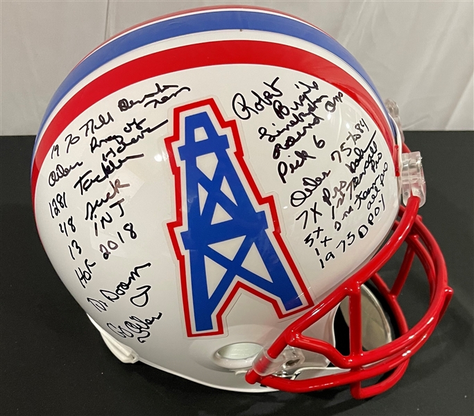 HOF’er Robert Brazile Signed & Stat Inscribed Oilers Helmet (Photo Proof / Third Party Guaranteed)