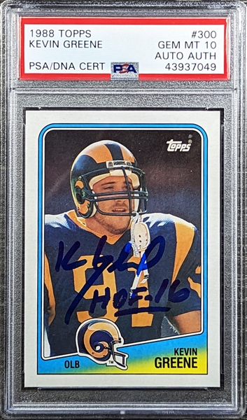 Kevin Greene Rare Signed 1988 Topps Rookie Card with GEM MINT 10 Autograph (PSA/DNA)