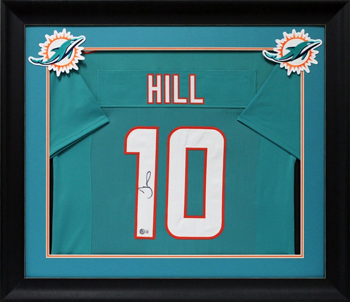 Dolphins Tyreek Hill Authentic Signed Teal Pro Style Framed Jersey (BAS Witnessed)