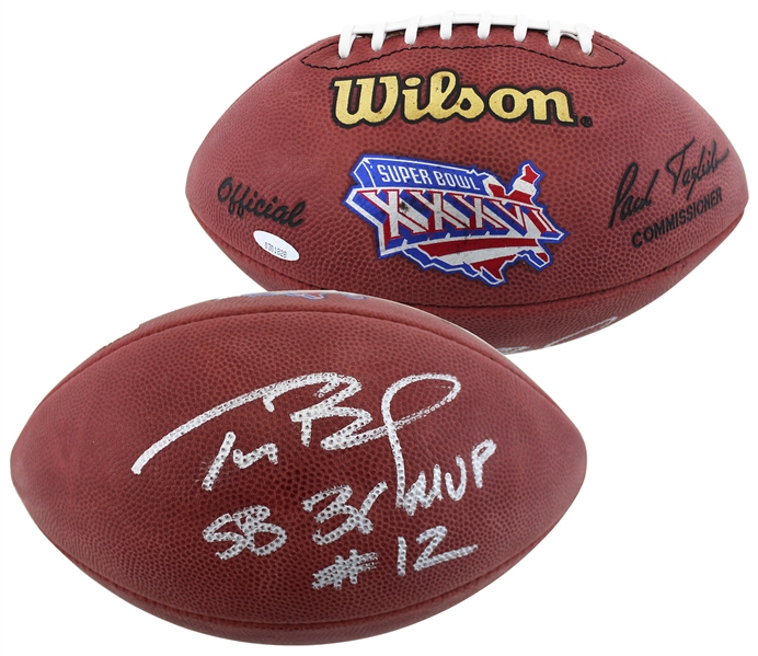 Tom Brady Signed Super Bowl XXXVI Football with MVP Inscription (TriStar Hologram)