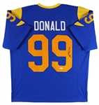 Aaron Donald Signed Rams Home Style Blue Custom Football Jersey (JSA Witnessed)