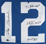 Roger Staubach Signed 1971 Mitchell & Ness Cowboys Throwback Jersey with 3 Inscriptions (Beckett/BAS Witnessed)