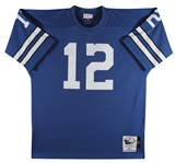 Roger Staubach Signed 1971 Mitchell & Ness Cowboys Throwback Jersey with 3 Inscriptions (Beckett/BAS Witnessed)