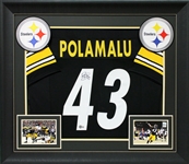 Troy Polamalu Signed Steelers Jersey in Custom Framed Display (Beckett/BAS)