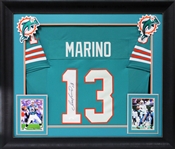 Dan Marino Signed Dolphins Jersey in Custom Framed Display (JSA Witnessed)