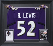 Ray Lewis Signed Ravens Jersey in Custom Framed Display (Beckett/BAS)