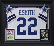 Emmitt Smith Signed Cowboys Jersey in Custom Framed Display (Beckett/BAS Witnessed)