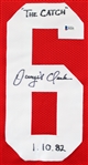 Joe Montana & Dwight Clark Dual Signed The Catch Red 49ers Style Jersey (Beckett/BAS)