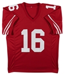 Joe Montana & Dwight Clark Dual Signed The Catch Red 49ers Style Jersey (Beckett/BAS)