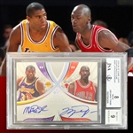2005/06 SP Game Used "Extra Significance Dual" #XSIG-MM Michael Jordan & Magic Johnson Dual Signed Card (#1/25) - BGS NM-MT 8/BGS 9 Auto