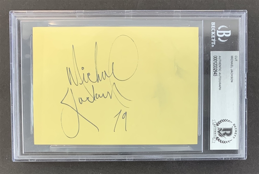 Michael Jackson Rare Signed 3.5" x 5" Album Page with Early Autograph Dated "79" (Beckett/BAS Encapsulated)