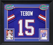 Tim Tebow Signed Florida Gators Jersey in Custom Framed Display (Beckett/BAS)