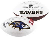 Ray Lewis Signed Baltimore Ravens White Panel Football (Beckett/BAS Witnessed)