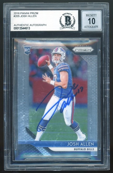 Josh Allen Signed 2012 Panini Prizm #205 w. Gem Mint 10 Autograph! (Beckett/BAS Encapsulated)