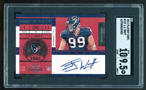 J.J. Watt Signed 2011 Playoff Contenders #137 w/ Gem Mint 10 Auto & Gem Mint 10 Card Grade! (SGC)