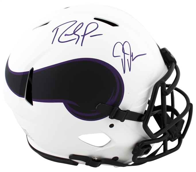 Randy Moss & Justin Jefferson Signed Vikings Lunar F/S Speed Proline Helmet (Beckett/BAS)