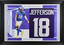 Justin Jefferson Signed Jersey in Unique One of One Framed Display (Beckett/BAS Witnessed)