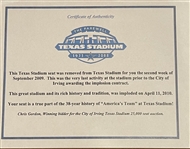 Randy White Signed & Inscribed Texas Stadium Seat (JSA Witnessed)(Texas Stadium COA)