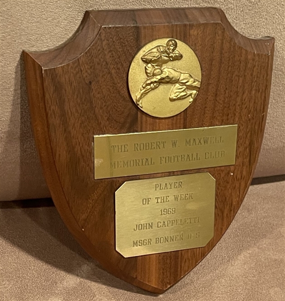 John Cappelletti Personally Owned 1969 High School Player of the Week Award 