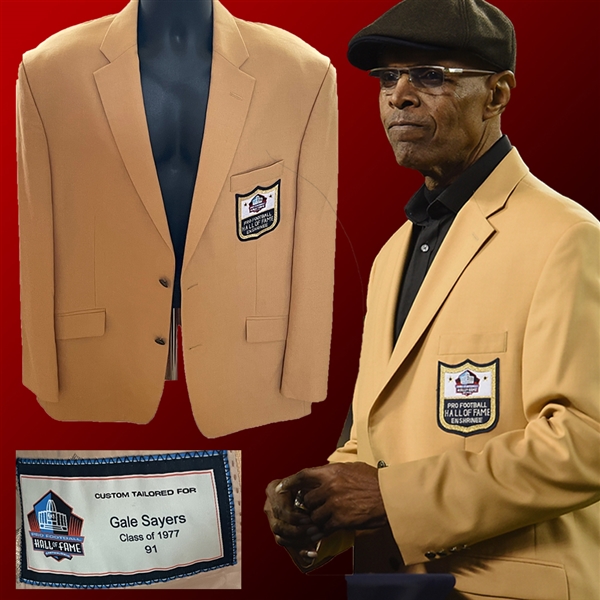 Gale Sayers Personally Owned & Worn NFL Hall of Fame Gold Jacket