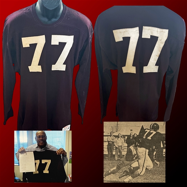 Floyd Little Game-Worn 1961 & 1962 Bordentown Military Institute Jersey :: Worn for 2 Entire Seasons! :: With Floyd Little Letter of Provenance!